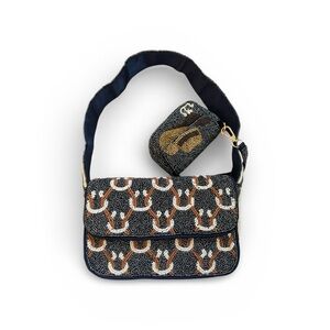 Elegant Black and Gold Women's Horse Shoe Bag